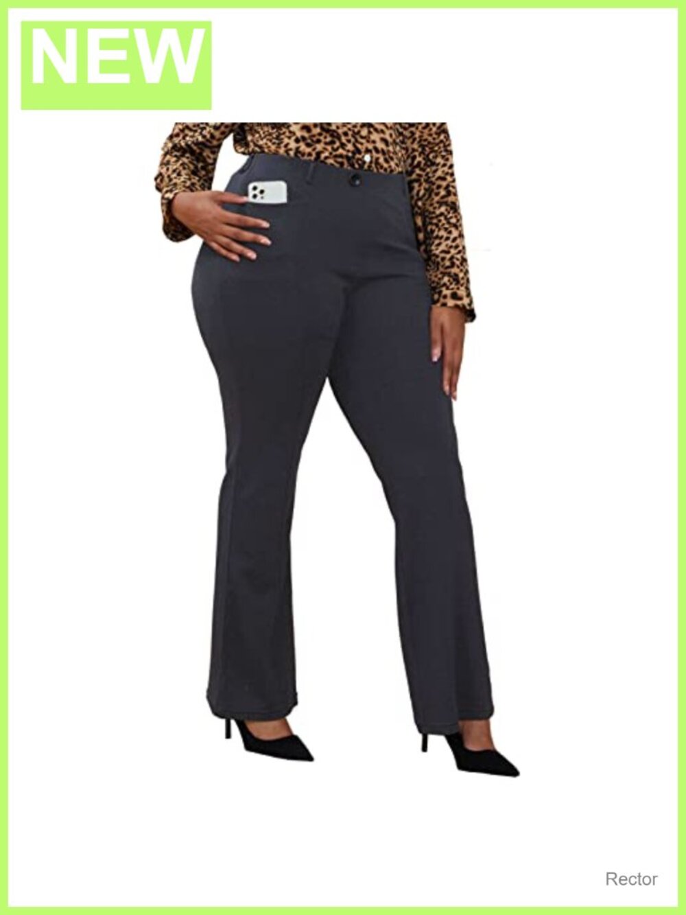 Wrinkle-Free Stretch Pull-On Dress Pants Plus Size Flared Leg Office Wear